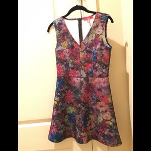 RED Saks fifth avenue fishnet overlay floral dress